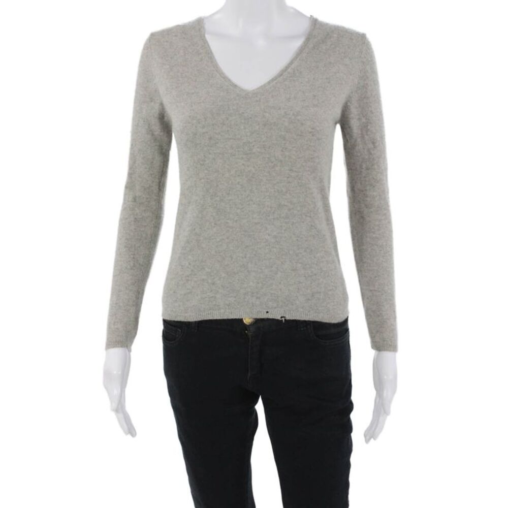 Sutton Cashmere Unisex V-Neck Gray 100% Cashmere Pullover Sweater Size S